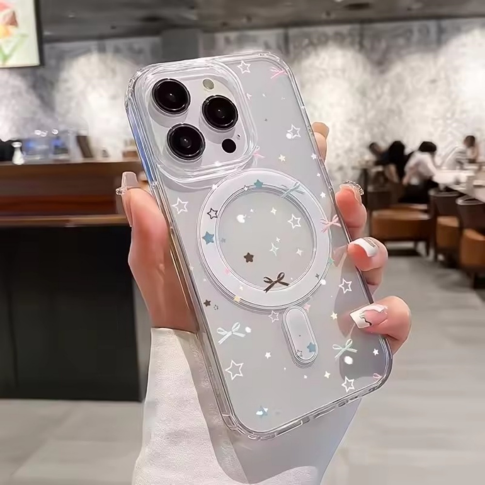 Clear Shockproof Bumper Case - เคสโทรศัพท์ใสลายดาวโบว์ สำหรับ iPhone 18 17 Air