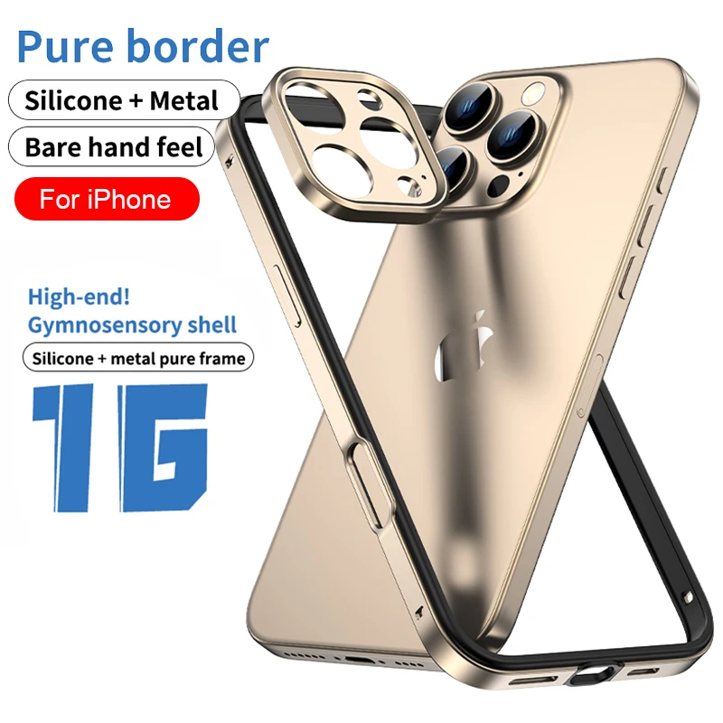 Metal Bumper Aluminum Frame Case - เคสโทรศัพท์กันกระแทกพร้อมกรอบซิลิโคนผสมอะลูมิเนียมสำหรับ iPhone 18 17 16 15