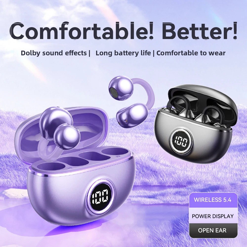Earphones - หูฟังไร้สาย Bone Conduction คุณภาพสูงชุดหูฟังบลูทูธชาร์จหูฟังลดเสียงรบกวนหูฟังกีฬาสําหรับโทรศัพท์