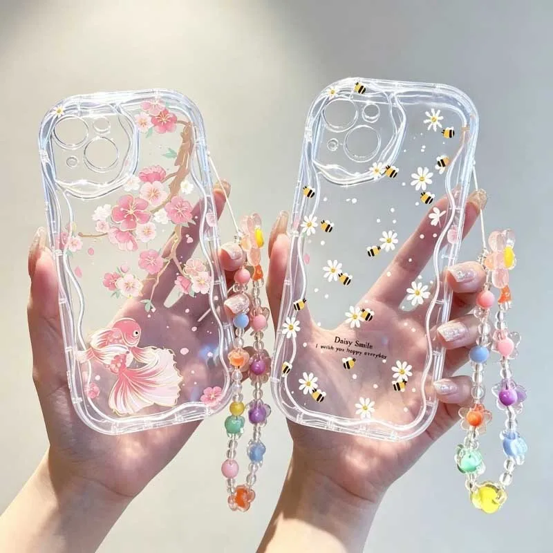 เคสสายคล้องข้อมือลายผึ้งยิ้มสุ - Cute Cartoon Wrist Strap Silicone Case บทวิจารณ์และราคา